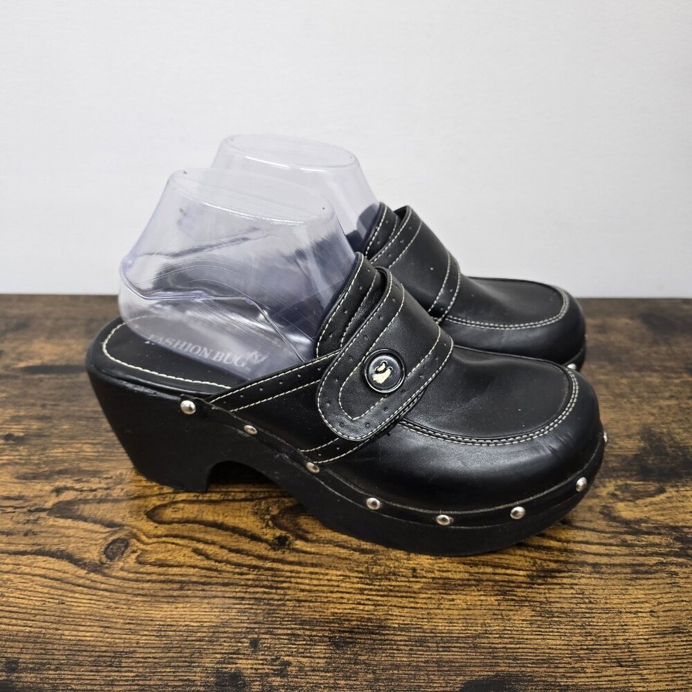 VTG Fashion Bug Platform Clogs Size 9 Chunky Y2K 90s Studded Bratz Grunge Goth